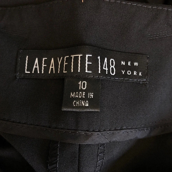 Lafayette 148 New York Black Pleated Straight Leg Side Zip Pants Size 10 NWT - Picture 5 of 12